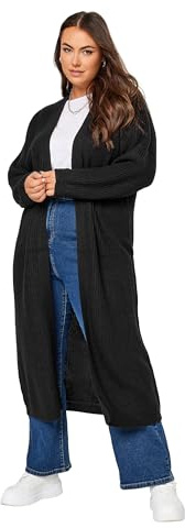 Yours Curve Knitted Maxi Cardigan - Women's - Plus Size Curve Black