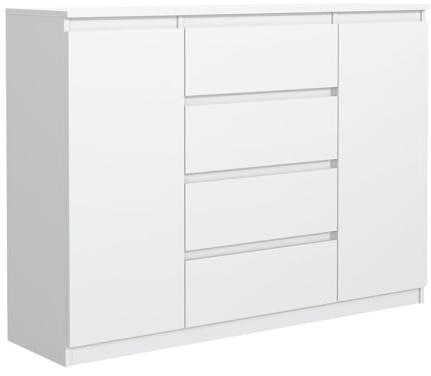 MebLocker Kommode mit 4 Schubladen 2 Schranktüren 120 cm Ideal für Wohnzimmer, Schlafzimmer, Kinderzimmer und Büro Moderne Elegante Lösung für stilvolle Aufbewahrung