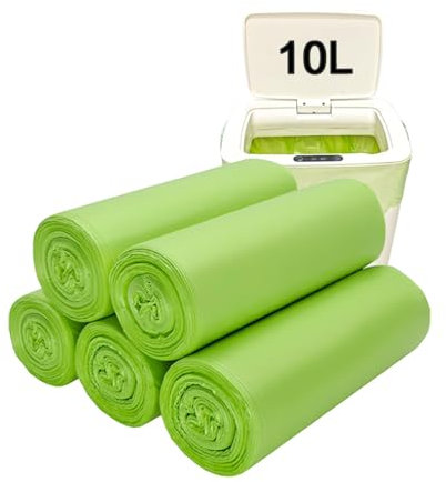 KeenKiD Lot de 100 sacs poubelle compostables et biodégradables de 10 L, petits sacs de recyclage verts pour cuisine, bureau, salle de bain
