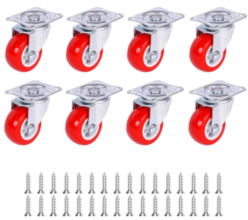 8 Stück 12MM Kleine Lenkrollen, Möbelrollen,Bettkastenrollen, Kleine Möbelrollen,Lenkrollen 360 Grad Mini Räder,Leise Schwenkrollen Polyurethan Transportrollen, für Mini Möbel Aufbewahrungsbox