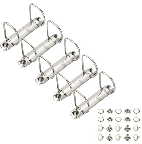 PATIKIL B7 2 Anneaux Mécanismes Reliure, 5 Ensemble 1.97 D Anneau Remplacement Reliure Planificateur Feuilles Mobiles Épines Reliure Pour Accessoires Dossier Stockage, 26mm Ton Argenté