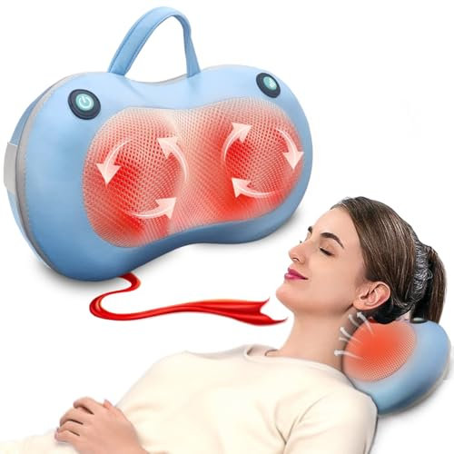 Back Massager for Pain Neck Massager for Shoulder and Back with Heat- Neck Massage Pillow with Heat, Deep Tissue Kneading, Gifts for Women Men(Blue)
