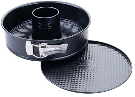 Zenker 6558 Moule à savarin, à manqué et savarin à charnière, gâteau couronne à charnière, gâteau rond, Acier, Noir, 24 x 6,5 cm