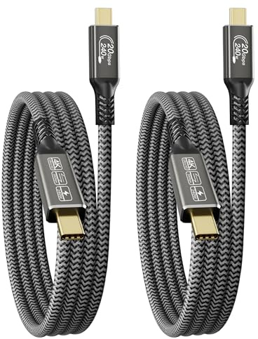 CAKOBLE 2-pack 5 m usb c-kabel, [20 Gbps, 240 W, 4 K @ 144 Hz] USB 3.2-kabel kompatibel Thunderbolt 4 5K @60Hz usbc bildskärmskabel för eGPU, bärbara datorer, skärm, usb c datakabel