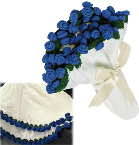 YuLiMirich Manta de ramo de flores - 80 x 80 cm manta de crochet de rosas hecha a mano, manta de rosas de ganchillo, manta de flores de ganchillo, suave y ligera, cumpleaños, decoración del hogar