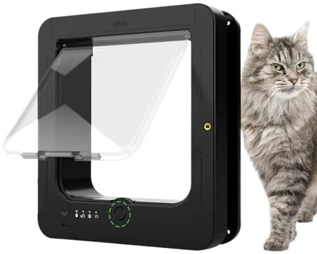 Smart Microchip Pet Door,Automatic Pet Entry with Remote Control and Sensor Collars,Electronic Flap Door for Cats and Dogs with Secure Locking System,for Indoor Outdoor Wall Doorway Patio Porch