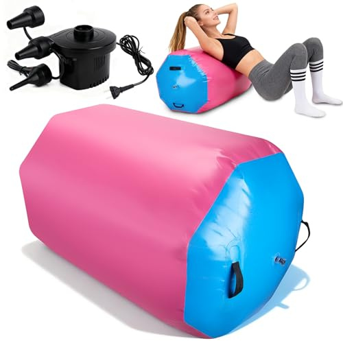 Air Roll Inflable,Rodillo de Aire para Gimnasia con Bomba de Aire Eléctrica, Rodillo de Entrenamiento,Esterilla de Yoga Air Track Para Casa,Exterior,Fitness,Entrenamiento,Yoga,Backflip, 90 X 70cm
