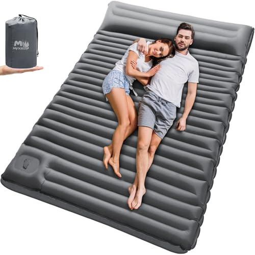 Myxslop Colchoneta aislante para camping, doble espeso, colchón de aire ultraligero, colchón de aire para 2 personas, colchón inflable, compacto y ligero para senderismo y playa
