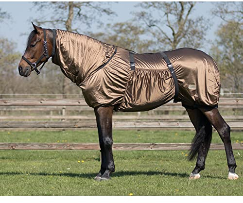 Ekzemdecke Pferd mit Hals und abnehmbarem Bauchlatz | Schützt vor Insekten | 75 - 175 cm | Atmungsaktiv | Einfach verstellbar | UV-beständig