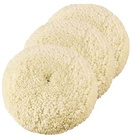 Inzoey Wool Buffing Pad,3 Pack 7 Car Polishing Pad with Hook and Loop for Cleaning & Cutting,Polishing,100% Wool Sheepskin Material,Durable and Soft