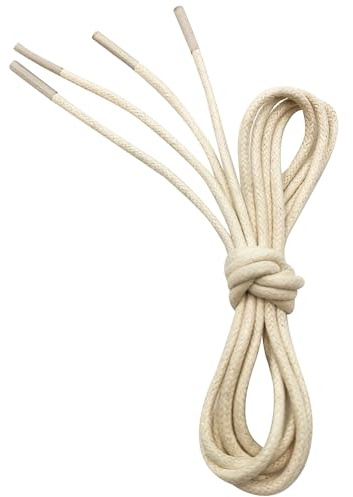 VSUDO 70cm Waxed Beige Shoe Laces, 2.5mm Thin Round Laces for Oxford Brogues Derby or Blucher Dress Shoe, Replacement Shoe Laces (2 Pairs-Beige-70cm)