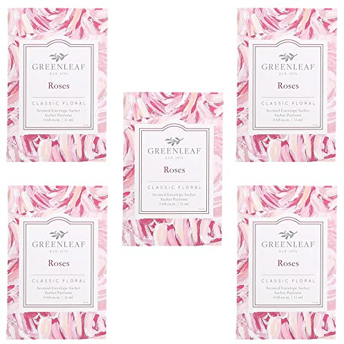 5x Greenleaf - ROSES - Sacchetto Profumato per Cassetti (ROSA) - Pacchetto da 5 sacchetti 9 x 6 cm - Fragranze e profumi per la casa + in OMAGGIO 2 Tisane Funzionali Viropa