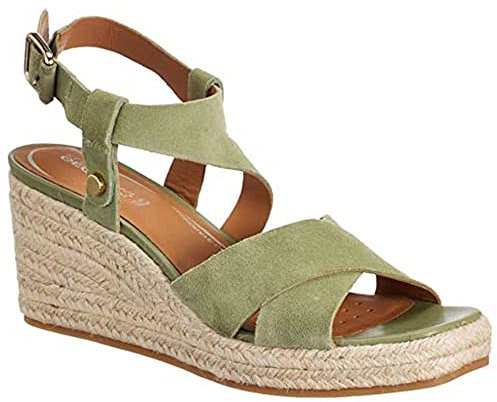 Geox D PANAREA Espadrille Wedge Sandal, Pistachio, 36 EU