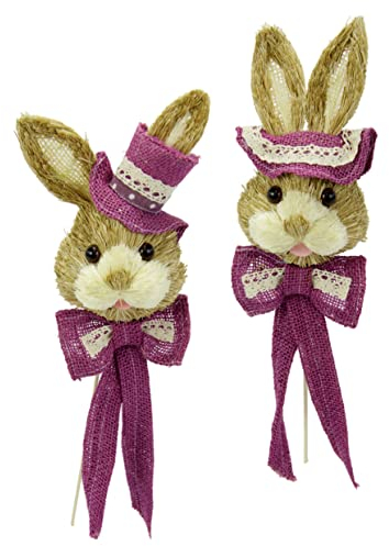 Bast-Hasenkopf mit Blumenstecker Dekofigur Hase Osterhase Deko Ostern Osterdeko Figur Türdeko Osterkranz Wanddeko Osterdekoration Osterhänger Osterfigur Frühlingsdeko Dekohase Skulptur Basthase