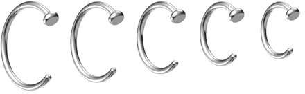 Body CAC 18G/20G/22G tunn C-formad ring med öppen näsa för kvinnor, medicinskt implantat kirurgiskt stål septum piercing smycken ringar-6 mm/7 mm/8 mm/9 mm/10 mm, 6mm, 7mm, 8mm, 9mm, 10mm, Rostfritt