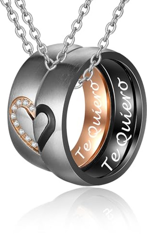 Gkmamrg San Valentin Regalo aniversario Pareja Collar - Corazón Anillos Colgante para Parejas de Rompecabezas, el Mejor Regalo para ti y tu Amante (Moderno)