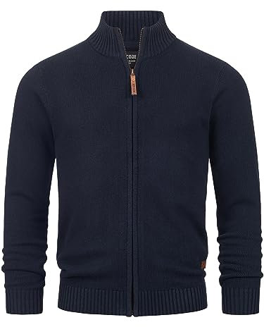 Indicode Herren INLut Strickjacke mit Stehkragen und Reißverschluss | Cardigan Feinstrickjacke für Männer Navy, M