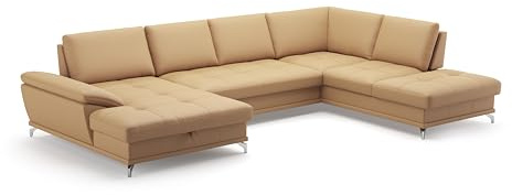 CAVADORE Castiel Esquina, Sofa Esquinero, Cuero Metal ingeniería Madera, Punch Cappuccino, tamaño