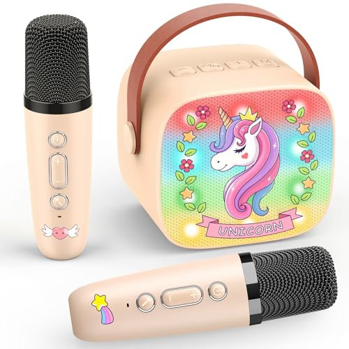 Dislocati Karaoke Niños con 2 Microfono Bluetooth Karaoke Infantil, Unicornios Regalo para Niñas 3-12 Años Micrófono Inalámbrico Bluetooth Karaoke Juguetes Niños 3-12 Años Juegos Infantiles