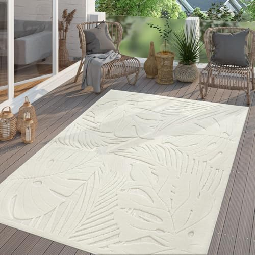 TT Home In-& Outdoor Teppich Wetterfest Balkon Küche Wohnzimmerteppich Boho Motiv Floral Unifarben Blätter Palmen Moderne Deko, Größe:80x150 cm