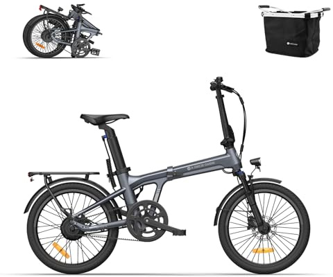 ADO Air20Pro Vélo électrique Pliable, Moteur BAFANG, Entraînement par Courroie, Vélo électrique avec Assistance au Pédalage, IPX7 LCD, APP, Batterie Amovible 36V/9.6Ah, Autonomie de 100 km (Grey)