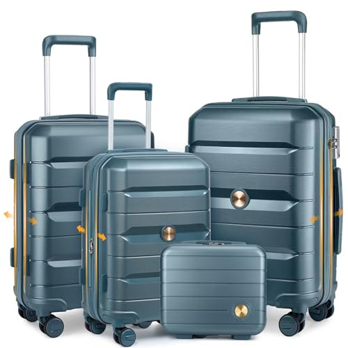 Sea choice Set Valise 3 de Voyage 20/24/28'' PP Rigide Bagage Trolley avec 4 Roues Doubles et Serrure TSA et Vanity, 55cm Bagages Cabine Extensible