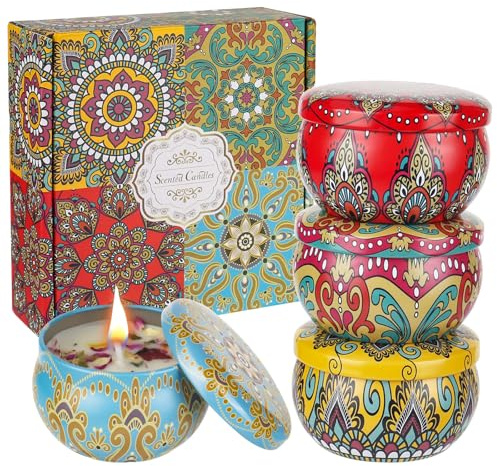 XTDMJ Velas perfumadas de regalo para mujer, paquete de 4 velas de aromaterapia de cera de soja natural, vela perfumada para aliviar el estrés, relajación corporal, Navidad, cumpleaños, baño, yoga