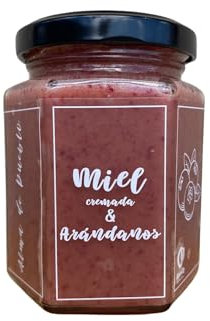 Miel Cremada con Arandanos 250 g – Miel cruda española de textura suave, cremosa y untable, sabor dulce con notas tostadas – Producto Artesanal Gourmet