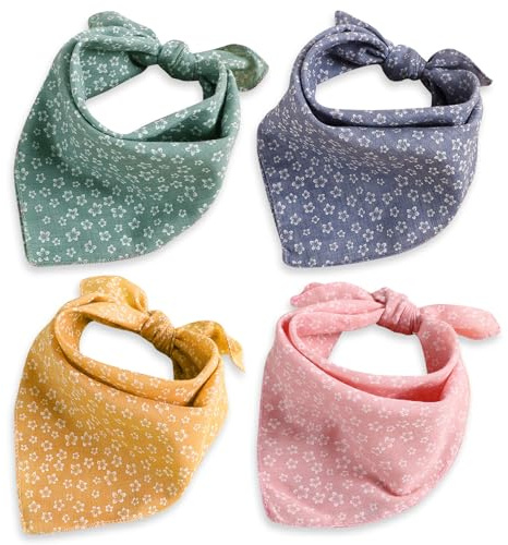 4Pcs Dog Bandana for Small Medium Large Dogs, Summer Dog Bandana Cat Dog Kerchief Dog Triangle Bibs Scarf Adjustable and Washable Dogs Decoration Accessories for Dog Cats Puppy (One Size, Floral)