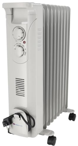 DESCON DA-J2052F Oljeradiator med ventilation 2 000 W + 400 W – värmare för extra uppvärmning, termostat, temperaturkontroll, fläkt, transporthjul, lutning och