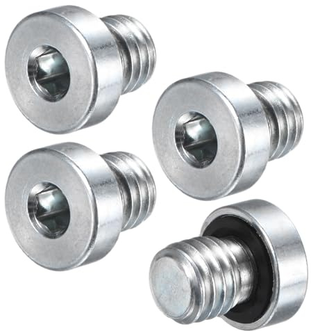 M METERXITY 4-Pack M8x1.25mm Inner Hex Head Pipe Fitting Plug, Carbon Steel Sensor Socket Plug with Seal O-Ring for Terminate Pipe Ends/High Pressure Washer, Sealing Screw