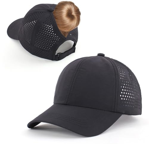 InfiniZer Womens Hats Baseball Cap for Women with Ponytail Holder, Quick-Dry Mesh, Adjustable Strap, Holiday Essentials Outdoor Sports Hat