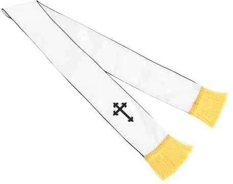 Alipis Estola Clerical Bordada Reversible de Raso Negro con Cruz, Chal Elegante para Mujeres en Ceremonias Religiosas Formales y Servicios de Iglesia