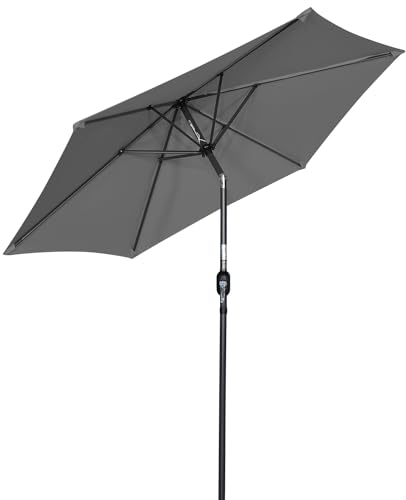 Angel Living Sonnenschirm Ø 270 cm Gartenschirm Marktschirm Terrassenschirm Taupe Rund Sonneschirm Sonnenschutz aus aus Aluminium, Stahl und Polyester UV50+ Grau