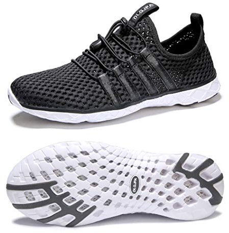 DLGJPA Women's Quick Drying Water Shoes for Beach or Water Sports Lightweight Slip On Walking Shoes, Blackwhite*, 8 UK