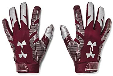 Under Armour F8 fotbollshandskar för män, (609) / Rödbrun/Metalliskt Silver, M