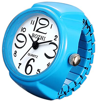 JewelryWe Men Women Finger Watch Round Analog Quartz Finger Ring Watches, Adjustable Size,