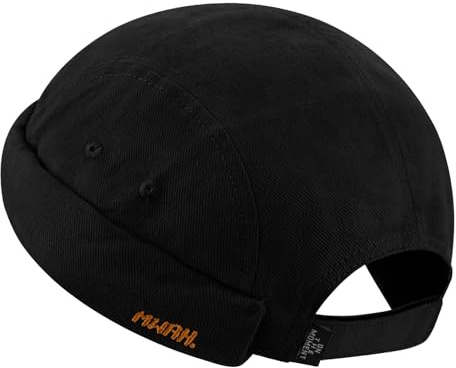 Clape Bonnet Docker en Coton 5 Panel Docker Cap Rolled Cuff Brimless Hat Casquette sans Visiere Bonnet Marin Docker Leon Miki Hat Black GD31