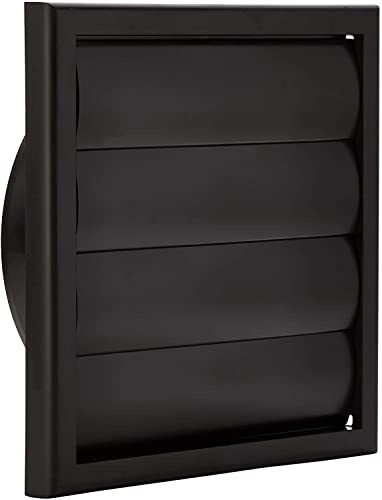 Vents 150mm Black External Wall Vent Cover – 185 x 185mm Diameter Gravity Flap Grille for Extractor Fans & Ventilation Ducting