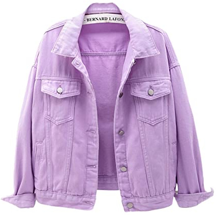 Chaqueta Vaquera Mujer Chaqueta de Mezclilla de Colores, Chaqueta Corta Suelta de Manga Larga Estilo BF Chaqueta de Jeans Abrigo Corto de Mezclilla para Primavera y Otoño Denim Jacket Púrpura XS
