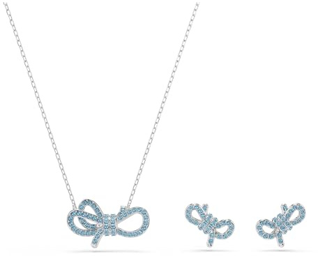 Swarovski Lifelong Bow Necklace and Earring Set with Rhodium-Finished Bow Motif