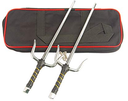 Superdo Octagon Metal Martial Arts Sai Multi Size (Black & Silver) (Silver, 15 & Case)