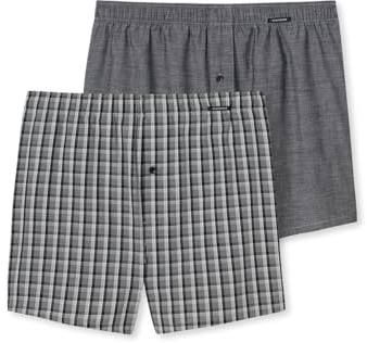 Schiesser Herren 2 Pack Boxershorts Baumwolle Web Multipack - Webboxer, schwarz_180500, 4/ S