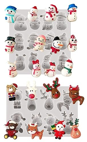 2 Pezzi Stampi in Silicone per Natale,Stampo Silicone Natale Cioccolato,Stampo da Forno in Silicone di Natale,Silicone 3D Caramelle Dolci Stampi,DIY Cioccolato Caramelle Dolci Stampi Natale (M)