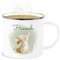 Emaille Becher Blechbecher - Süßer Hase mit Name personalisiert I Hasen Geschenk Bunny I Rabbit I Kaninchen - 300 ml - Weiß Silber - hasenbecher hasentasse hasenmotiv ostern tassen ostertasse