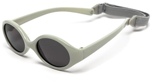 Kiddus Occhiali da Sole Polarizzati per neonato, bebè, bambino, bambina. Da 0 mesi. UV400 100% protezione UVA e UVB. Fascia removibile. Grigio