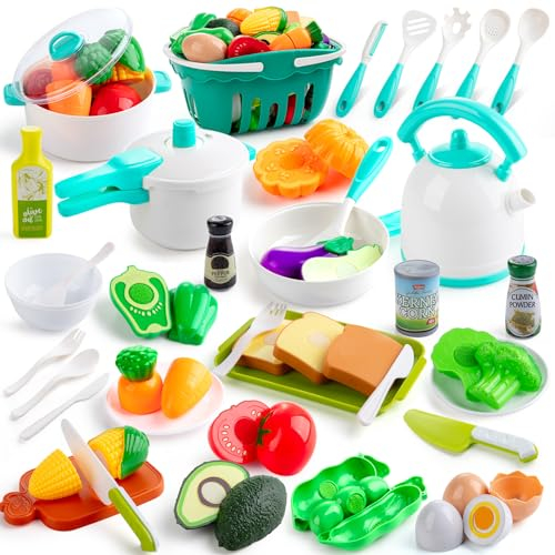 EFO SHM Kinderküche Zubehör, Matschküche Zubehör, Spielküche Zubehör Topfset Lebensmittel Geschirr Kinderküche Spielzeug, Geschenk für Kinder ab 3 Jahren