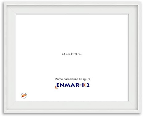 ENMARK2 Marco Caja Americana Blanca para Lienzo sin Cristal ni Trasera 6 Figura