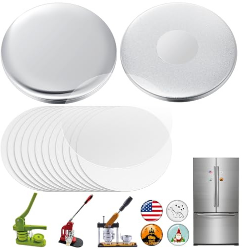 Tellegloww 12 Sets Magnet Button Maker 2.25 Inches/ 58 mm (Approx. 2-1/4 Inch) Metal Fridge Magnet Supplies Round Badge Pin Button Parts for Fridge Office Locker Whiteboard, Machine Not Included