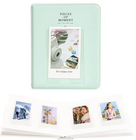YAFLUG 64 Taschen Mini-Fotoalbum, Compatibile con Instax Mini Serie, Polaroid, Kodak, Ideale per Conservare Ricordi e Mostrare Momenti Preziosi a Casa (Verde menta)